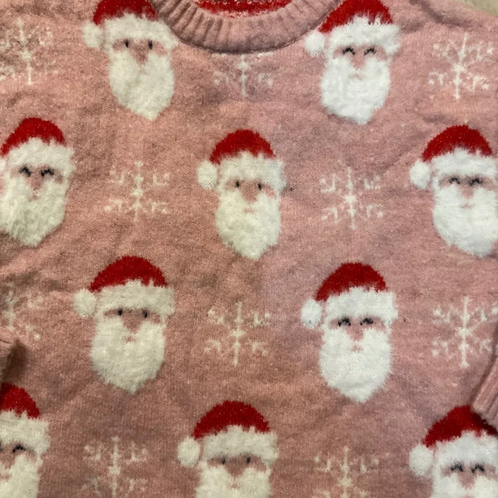 Dunes Stores Sweater Santa Pink‎ Size 7-8 Winter Soft Cozy Kids